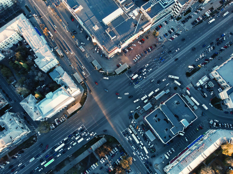 City streets viewed from above